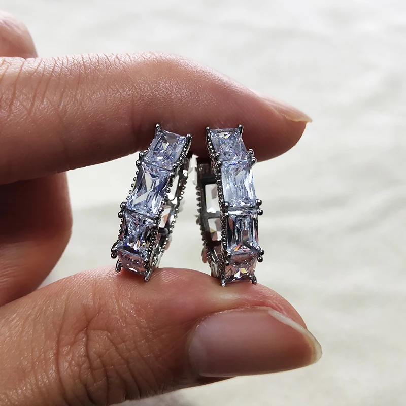 

UILZ 2021 Trendy Full Marquise Zirconia Hoop Earrings for Women Gorgeous Crystal CZ Wedding Big Earring Statement Jewelry