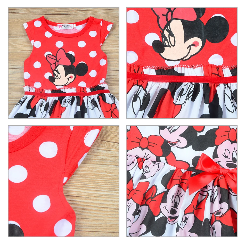 

Disney Dresses for Girls 2020 Summer Children's Clothing Short Sleeve Printing Infant Dress Minnie Mickey Toddler Clothes