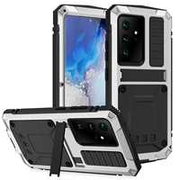 aluminum armor heavy duty phone case for samsung galaxy s21 ultra s20 plus kickstand metal shockproof hard cover for samsung s21