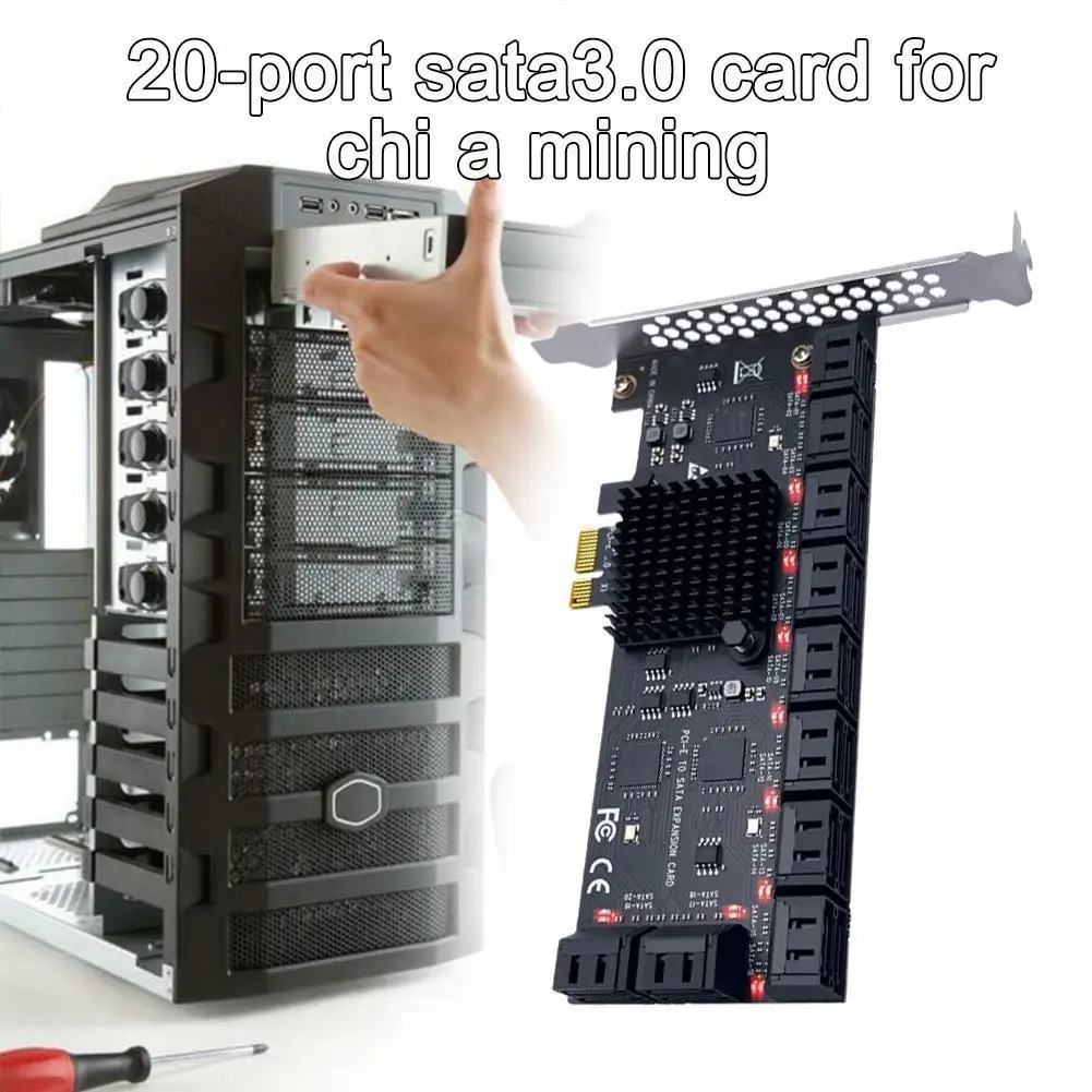 ChiaMining 20 Ports SATA 6Gb To PCI Expansion Controller Expansion Card PCIe Converter PCIE Riser Adapter For PC NEW