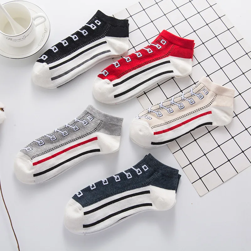 

2021 spring new socks men's cotton casual sports boat socks college style couple canvas socks
