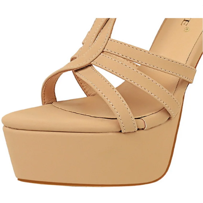 

DM153 Designer women shoe high-heeled sexy waterproof platform, thick heel, summer high heels, Roman-style T-strap women sandals