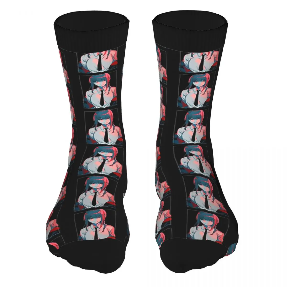 

For Men Makima Chainsaw Man Anime Thick Contrast Color Socks 90% Polyester Tops Fashion Socks Middle Tube Socks Gift Idea