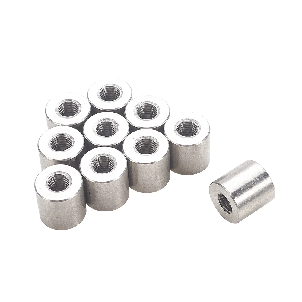 

Mromax M10/12/14 Sliver Stainless Steel Round Threaded Studding Connector Nuts Rod Bar Sleeve Tube Connect Two Threaded Parts