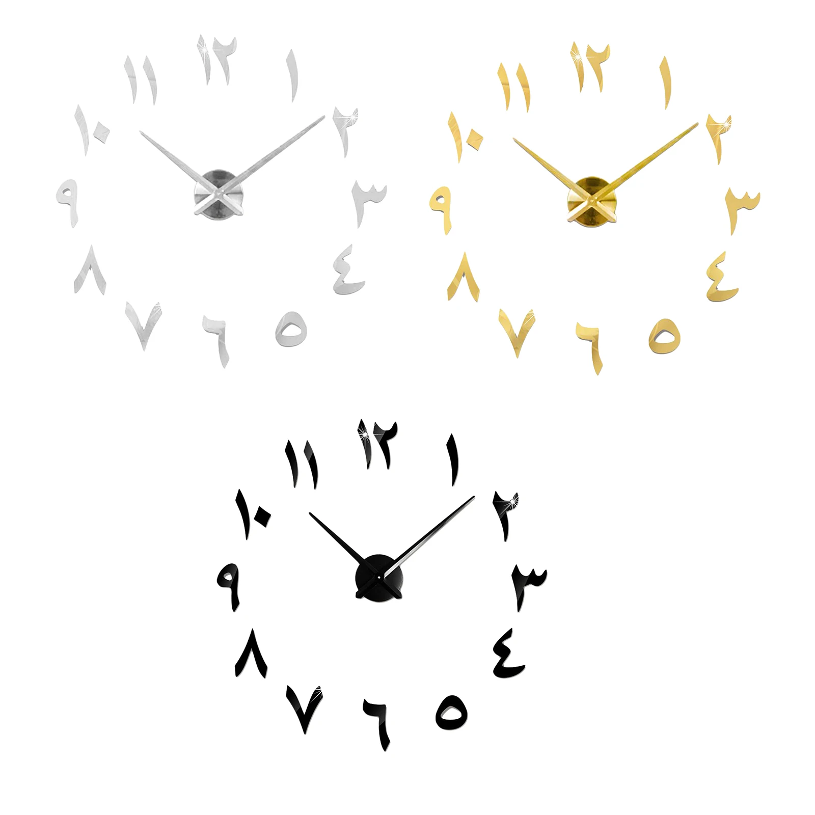 

3D DIY Wall Clock, Large Wall Sticker Clock , Acrylic Wall Clock Sticker Mirror Wall Clock Decor for Living Room Study Bedroom