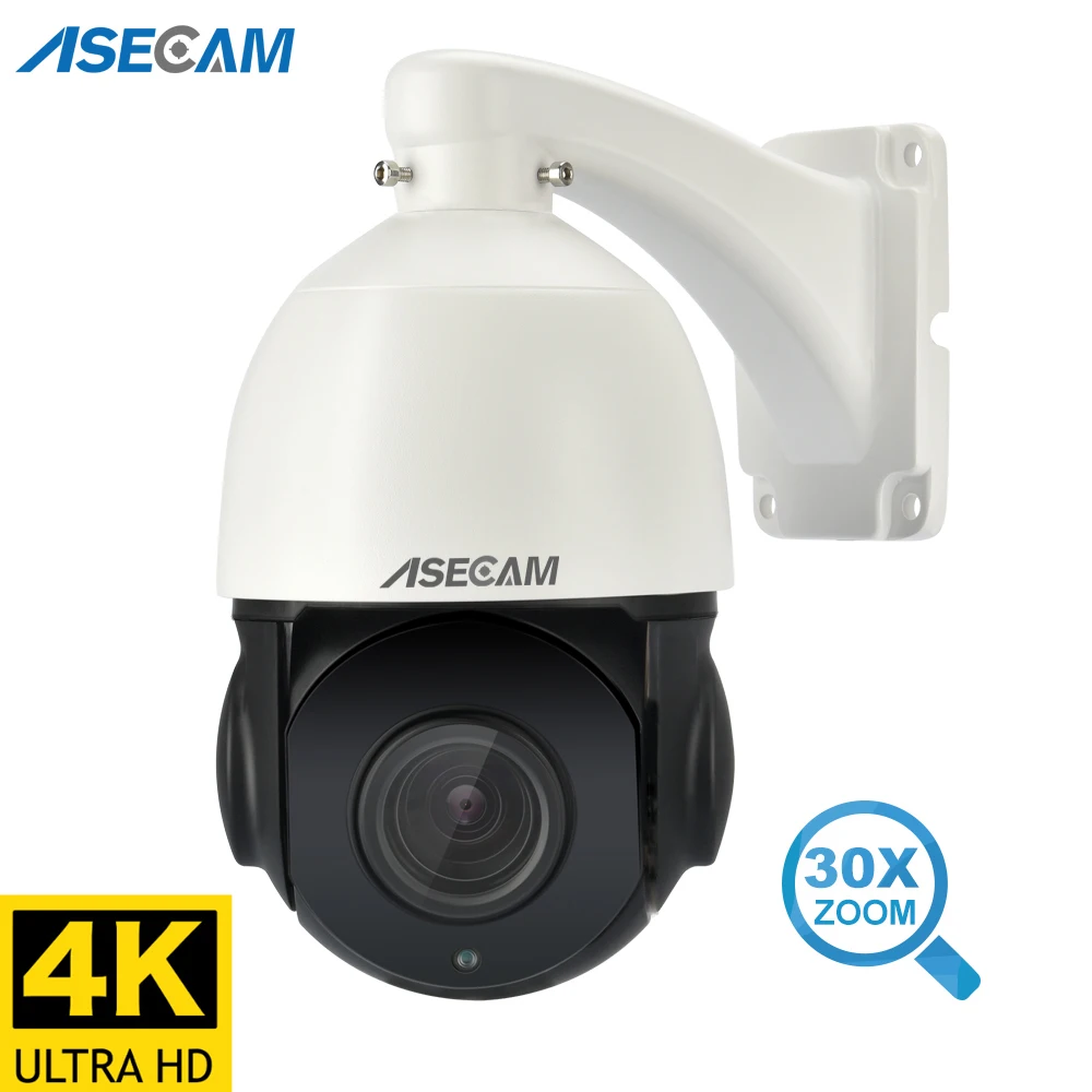 

8MP 4K Ultra HD PTZ IP Camera Outdoor 30X Zoom CCTV Varifocal Onvif H.265 Dome POE Audio Security Camera SD Card Slot
