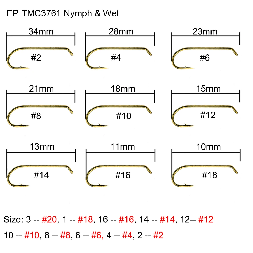 Eupheng 100 шт. рыболовные крючки для влажной рыбалки Nymph Salmon Steelhead Streamer Barb бронза