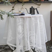 korean white lace net retro table cover towel flower coffee rectangular tablecloth home wedding party decoration