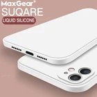 Мягкий прямоугольный чехол для iPhone 11 Pro Max, XS, X, XR, 12 SE 2020, 7, 8 Plus, 6 S, из жидкого силикона