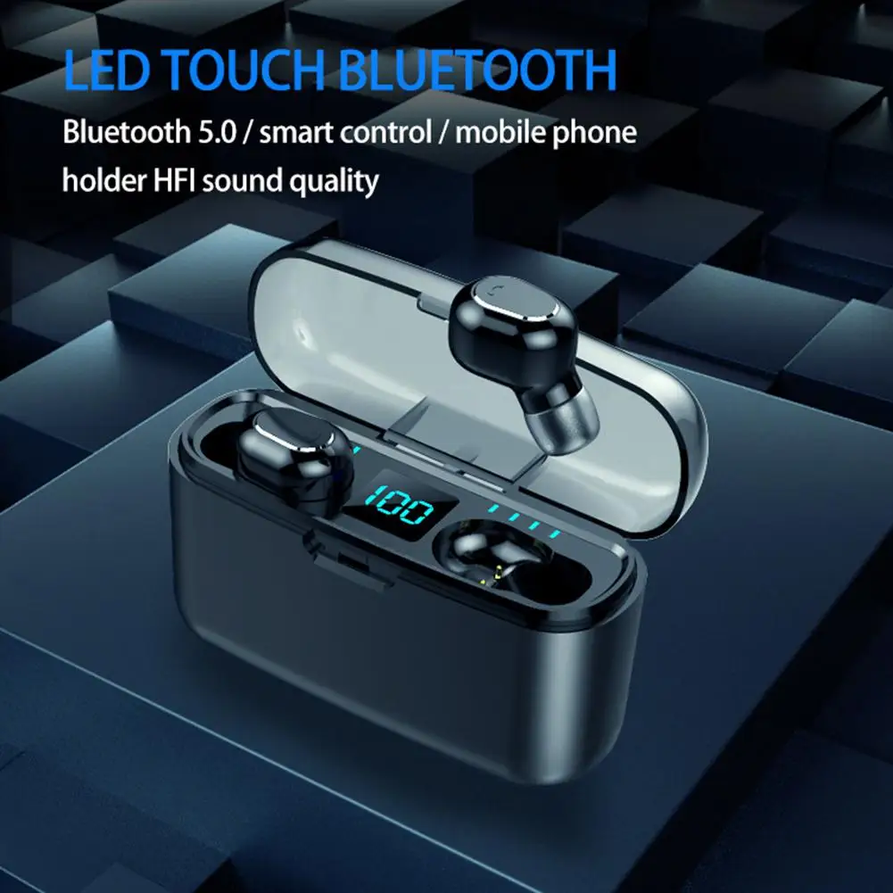 

M8W TWS Earphones Portable Digital Display HD Call Earpiece Wireless 5.0 In-Ear Sports Headset Support