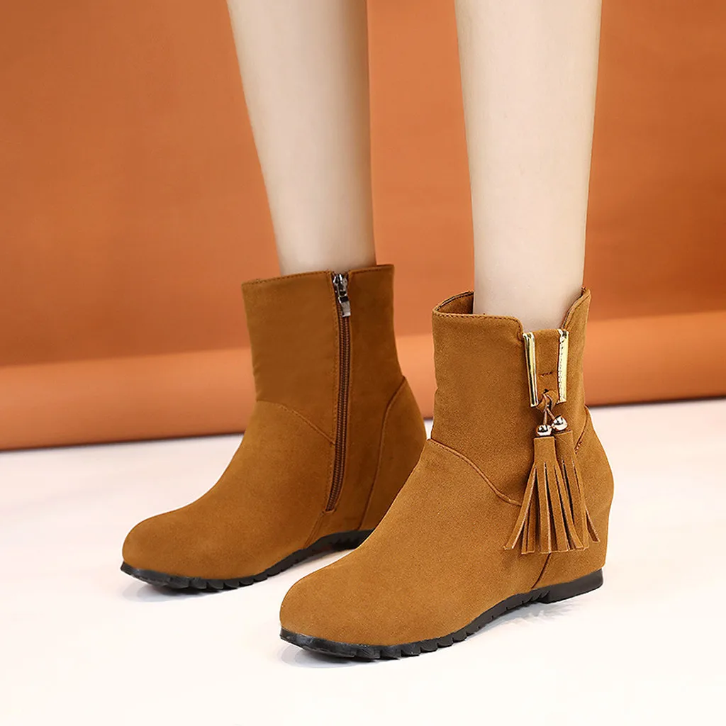 Модные женские ботинки Женские однотонные байкерские ботильоны на молнии