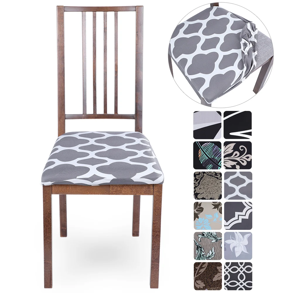 

Junejour Universal Removable Washable Chair Seat Cover Protector Stretch Elastic Dining Room Chair Seat Covers Cushion Slipcover