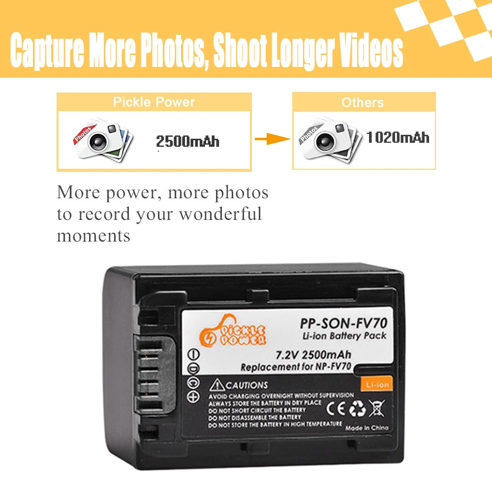 Аккумуляторы и зарядное устройство NP FV70 NPFV70 с ЖК дисплеем 2500 мАч USB 1 шт. для Sony FV30