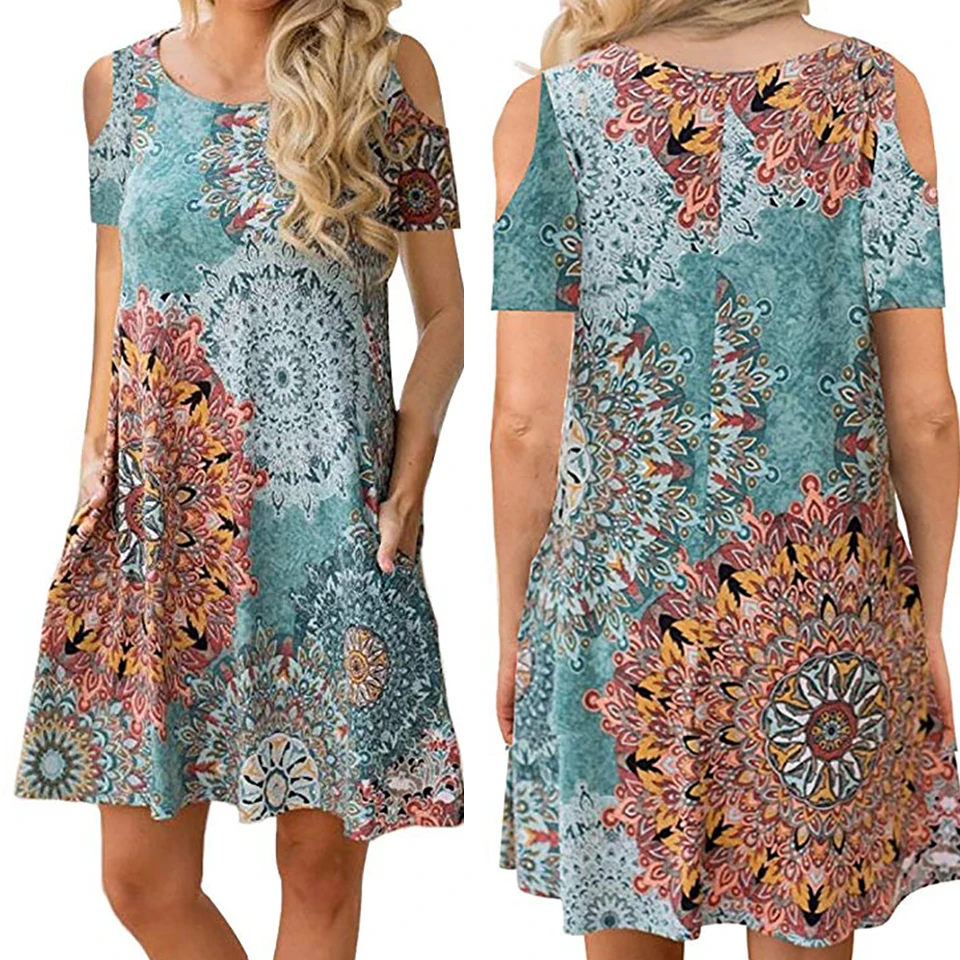 С Рукавами Цветок Солнца Платье Женщина Одежда Сарафан Плюс Сайз Стиль Бохо