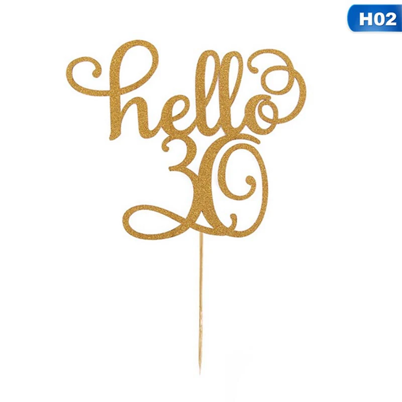 Happy 21/30/40/50/60th Anniversary Cake Topper Glitter Silhouette Wedding/Birthday/Party Decoration | Дом и сад