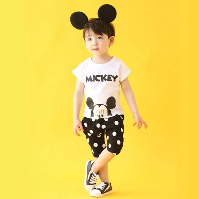 Одежда для маленьких девочек Disney набор Минни одежда мальчиков с Микки Маусом