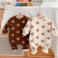 infant baby clothes for newborns cartoon bear fleece rompers toddler boy cotton jumpsuit kids girls winter clothing one piece