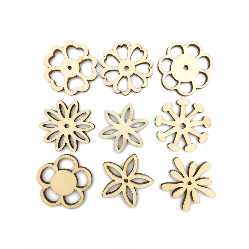 10 шт. с украшением из цветов деревянные пуговицы рисунком для шитья Скрапбукинг