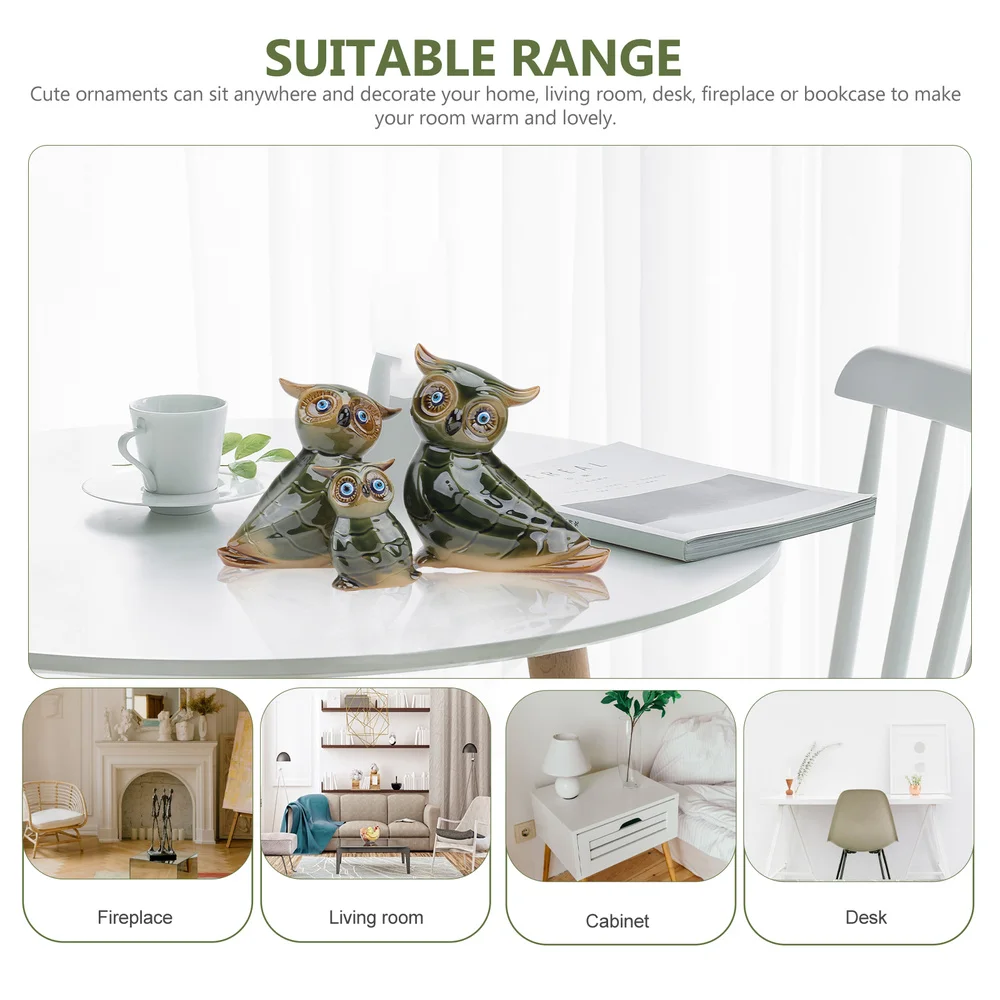 

1 Set Desktop Ceramic Craft Owl Decors Ceramic Owl Decors Home Scene Decors