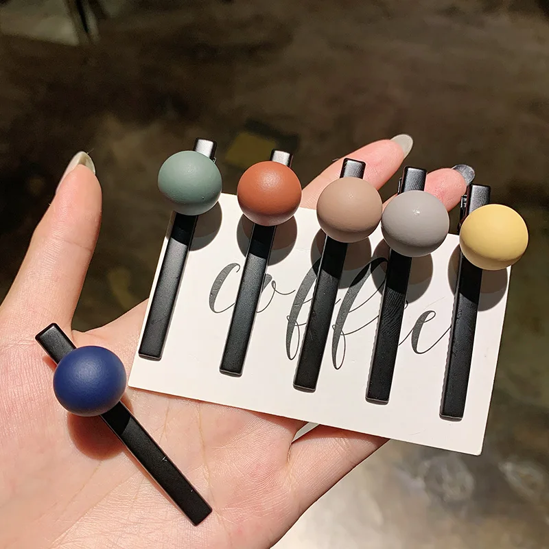 Женские и женские элегантные разноцветные заколки для волос с шариками черные