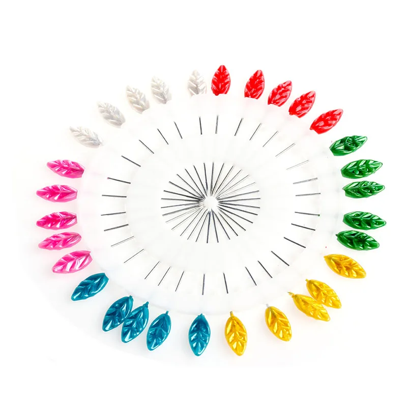 

30X Flower Heart Leaf Head Pins Sewing Corsage Straight Dressmaking Mix Colors