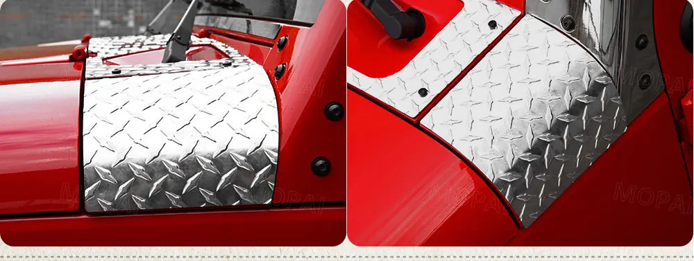 MOPAI Engine Cover Car Stickers for Jeep Wrangler JK 2007- Car Hood Angle Wrap Covers for Jeep JK Wrangler Accessories