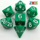 Высокое качество Зеленый с белыми чернилами цвет 7 шт.лот непрозрачные кости набор D4,D6,D8,D10,D10 %,D12,D20 многогранные кости Dnd для ролевых игр