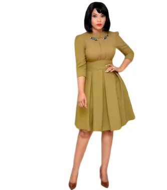 2019 autumn elegent fashion style african women polyester plus size o-neck knee-length dress M-XXL | Тематическая одежда и