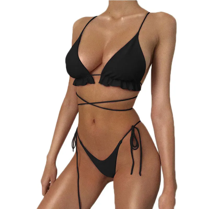 2020 Sexy Women Bandage Push-Up Padded Bikini Set Strappy Swimsuit Beachwear Swimwear Bathing Suit 4 Colors