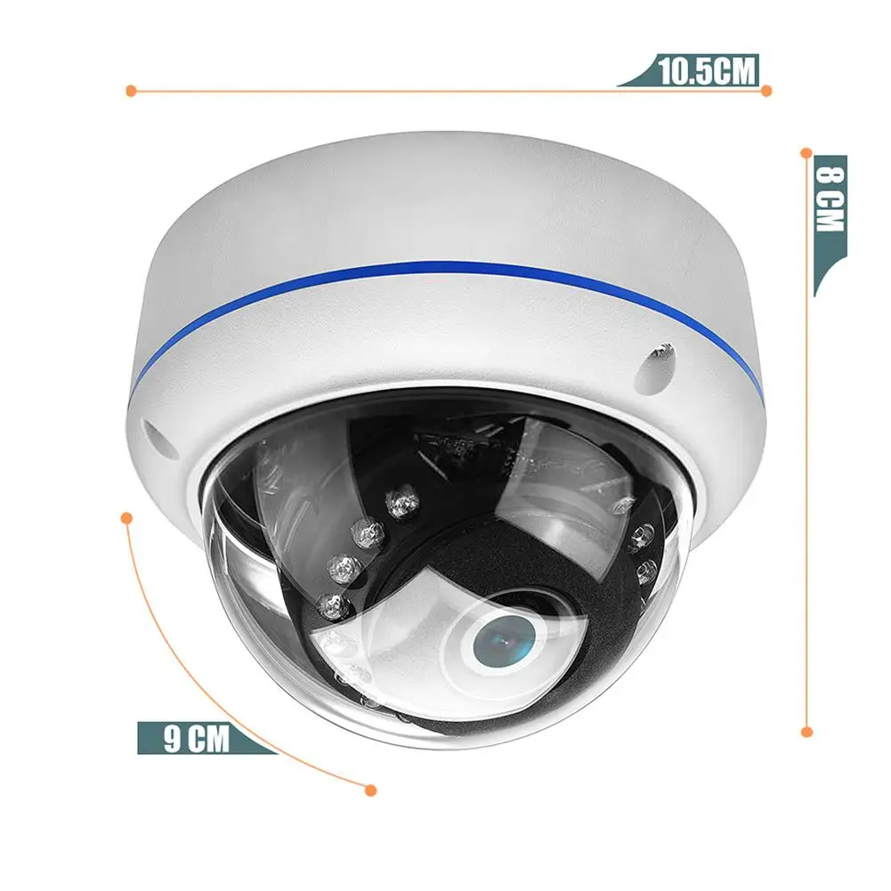 Купольная камера видеонаблюдения Kuulee 1080P антивандальная Wi Fi ONVIF P2P TF слот для