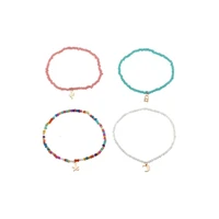 xuqian hot sale cute colorful small bead anklets with 4pcsset for women girls gifts c0092