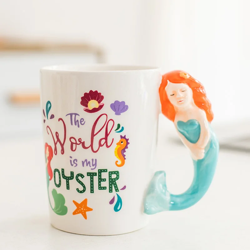 

Creative Mermaid Shape Ceramic Cup Cartoon Mug Personality Ceramic Cup Milk Cup Office Water Cup