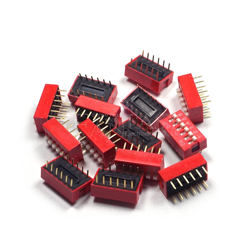 10PCS DIP Switch 6 bit Way 2.54mm Toggle Red Snap Wholesale Electronic | Электронные компоненты и принадлежности
