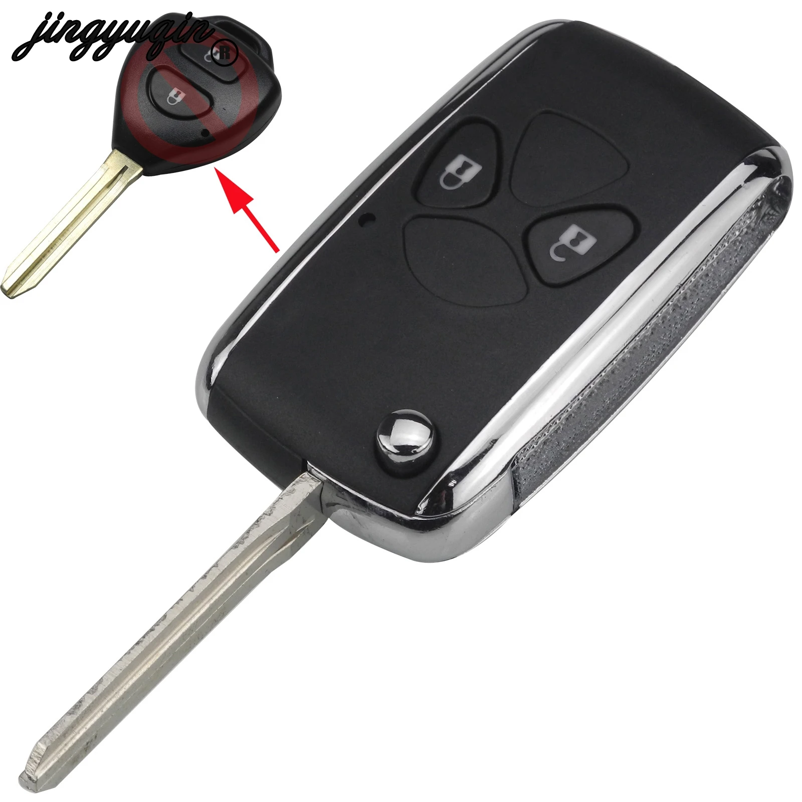 Складной чехол для автомобильного ключа с двумя кнопками jinyuqin Сменный Чехол