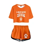 Комплект одежды для улицы из двух предметов, короткий пуловер и штаны в стиле лисий корт с объемными отверстиями, 2021