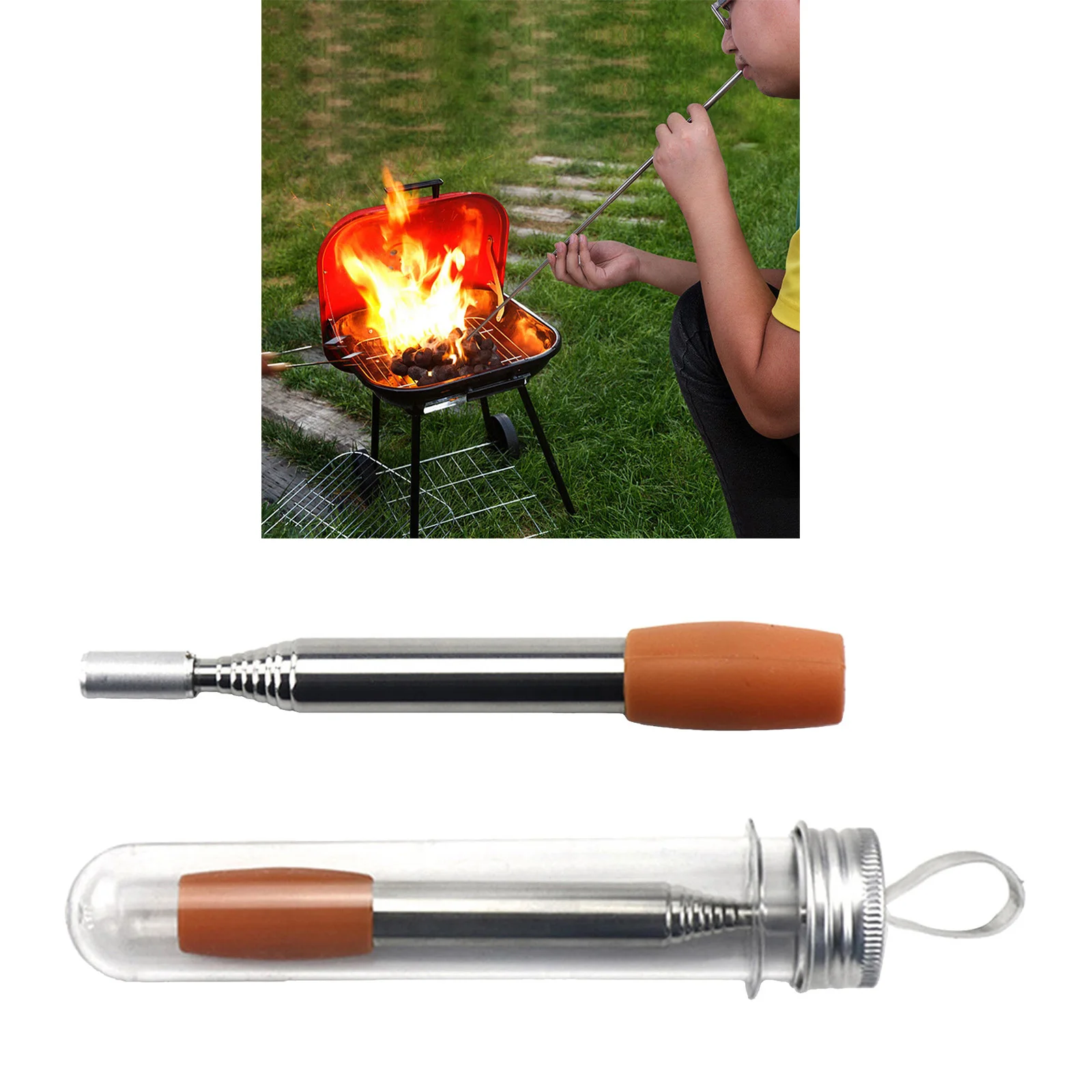 Pocket-Size Folding Stainless Steel Fire Blower Campfire Tool Outdoor Retractable Bellow Portable Camping Traveling | Спорт и
