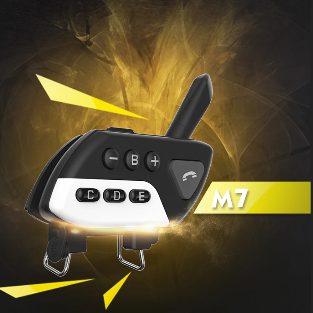 

2Pcs M7 Wireless Bluetooth Interphone Motorcycle Helmet Headsets Waterproof V5.0 Wireless Talkie 800m Stereo Interphone Headset