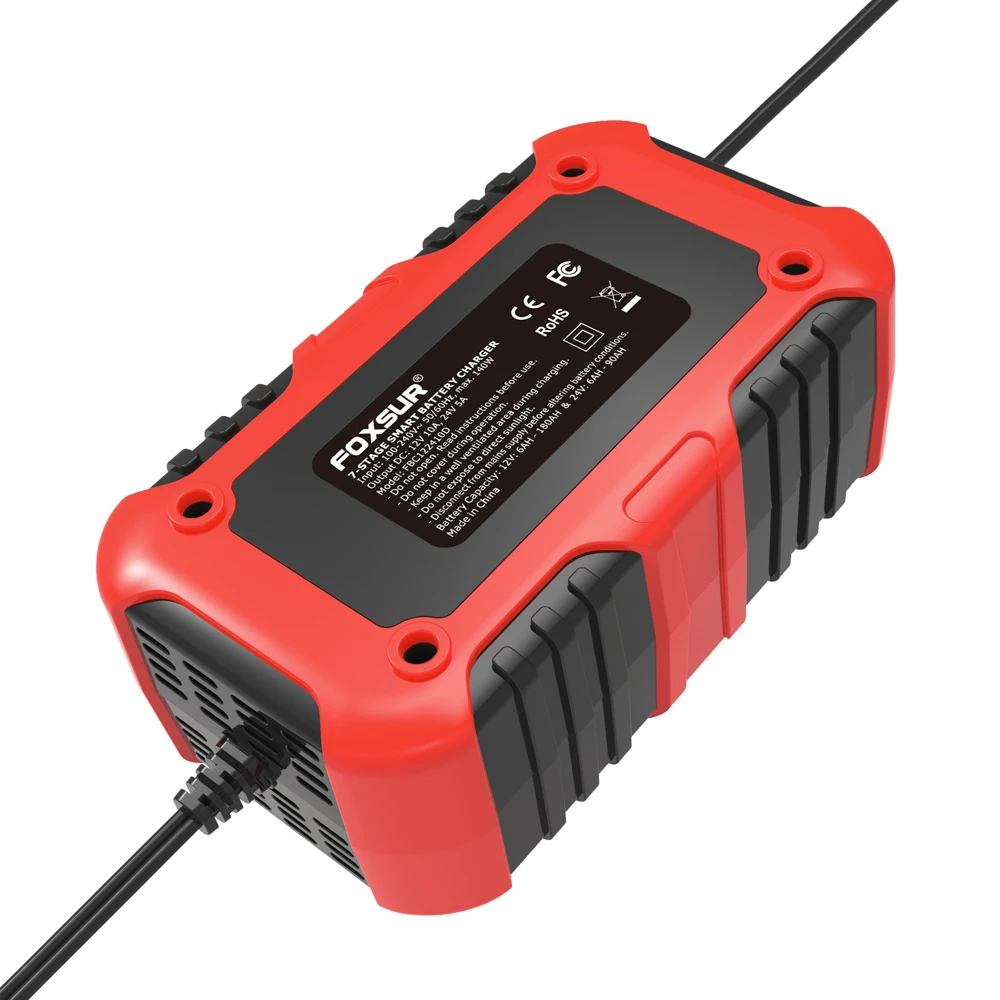 foxsur 12v 24v 10a full automatic battery chargers digital lcd display car charger power puls repair charger lead acid lifepo4 free global shipping