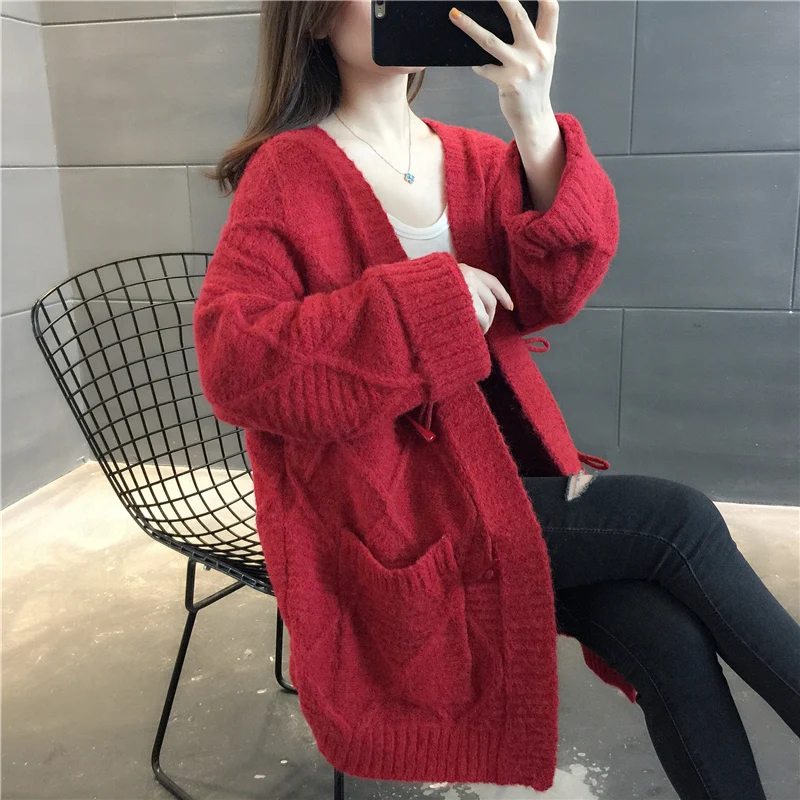 Кардиган трикотажный в полоску с V-образным вырезом и карманами [20738] 77 |