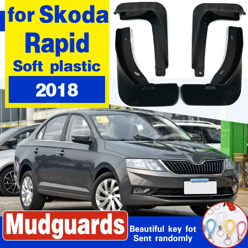 

4Pcs Car Front Rear Mud Flaps Splash Guards Mudflap Auto Mudguards Fender Flares for Skoda Rapid 2018