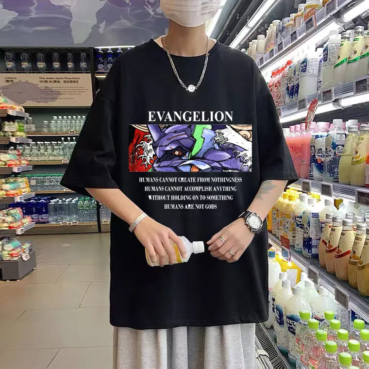 

New Anime Rei Ayanami Letter Print T-shirt Men Women Cartoon Fashion Oversized T Shirts Short Sleeve Mens Casual Tops Streetwear