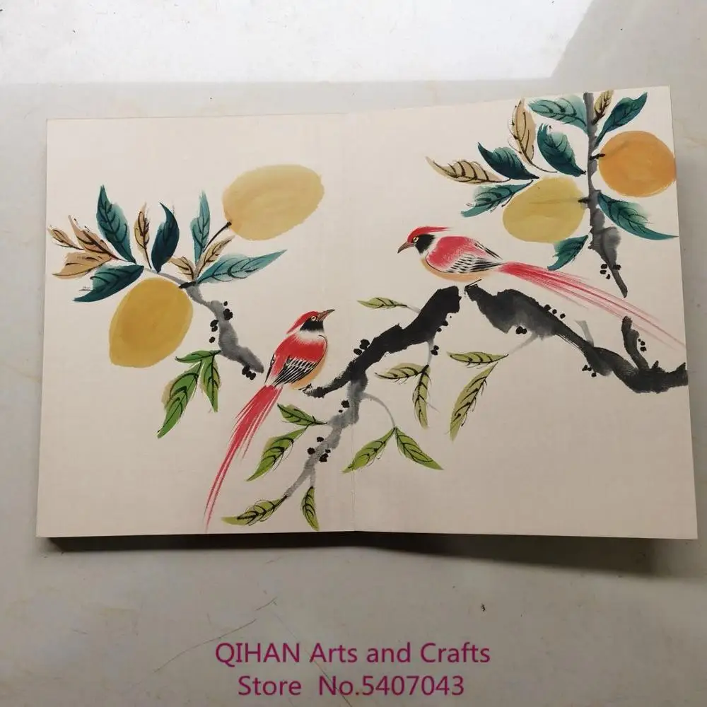 &Aacute;lbum pintado a mano Lu LiuFei, colecci&oacute;n de flores y p&aacute;jaros-3