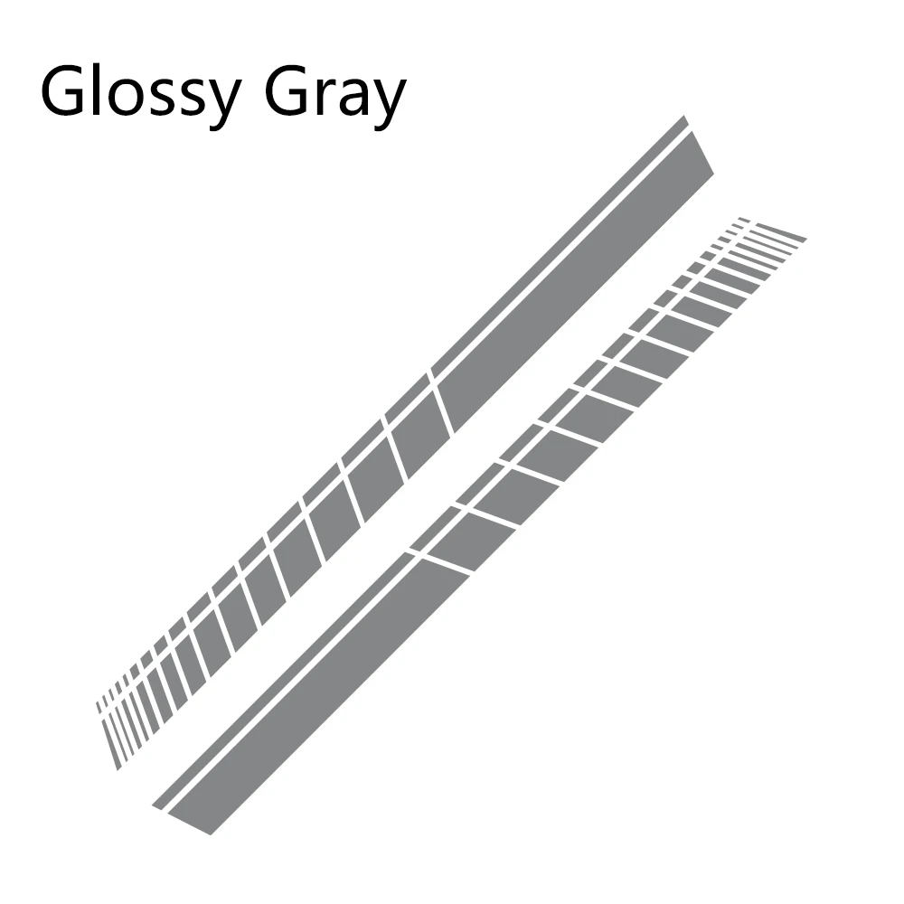 Glossy Gray 2 шт Автомобильный боковой Стикер на автомобильную юбку длинная полоса Автомобильная виниловая пленка стикер Тюнинг автомобиля Универсальные наклейки в виде царапин автомобильные аксессуары - Название цвета: Glossy Gray