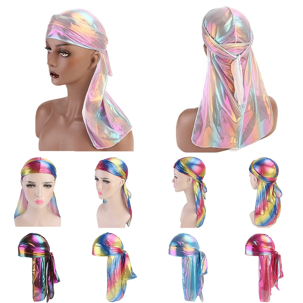 Модные шелковистые банданы женские и мужские блестящие атласные дураги тюрбан