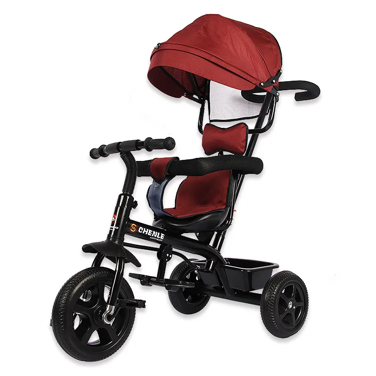Детские трехколесный велосипед складной вращающийся сиденье коляски 3 колесный