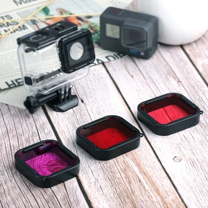 Супертонкие водонепроницаемые фильтры, 3 шт., красный, розовый, фиолетовый, набор фильтров для подводного плавания для Gopro Hero 567, черный, оригинальный корпус, чехол