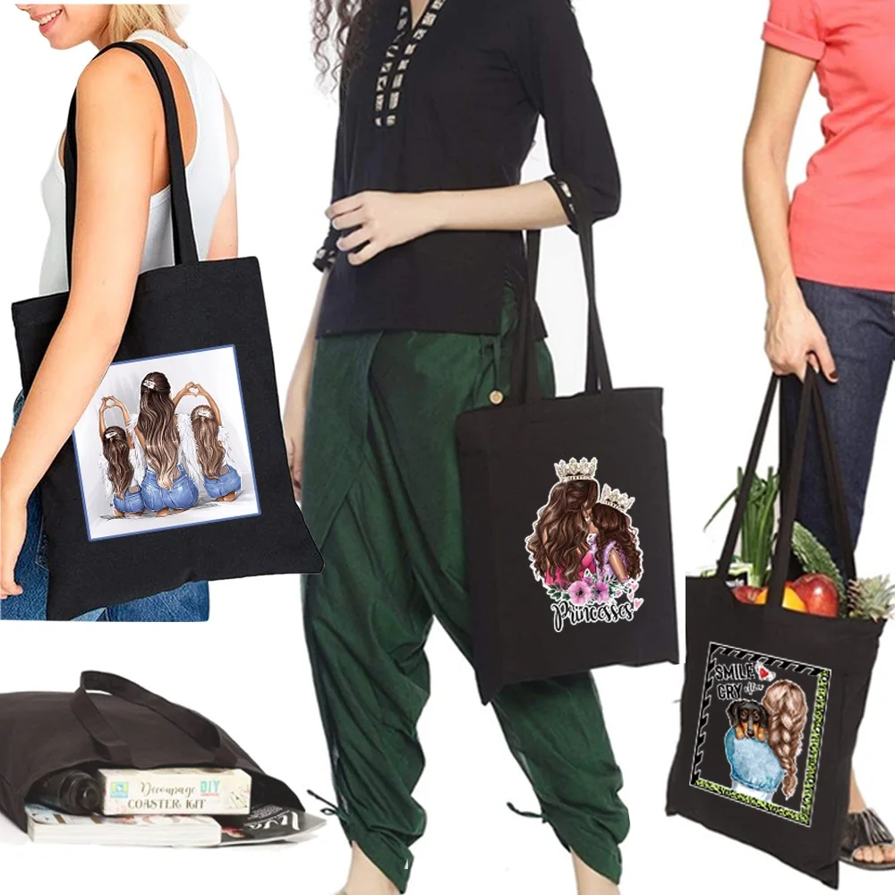 

Shopping Bags Women Casual Tote Mom Pattern Large Capacity Canvas Shopping Bag Travel Print Shoulder Bags Handbag