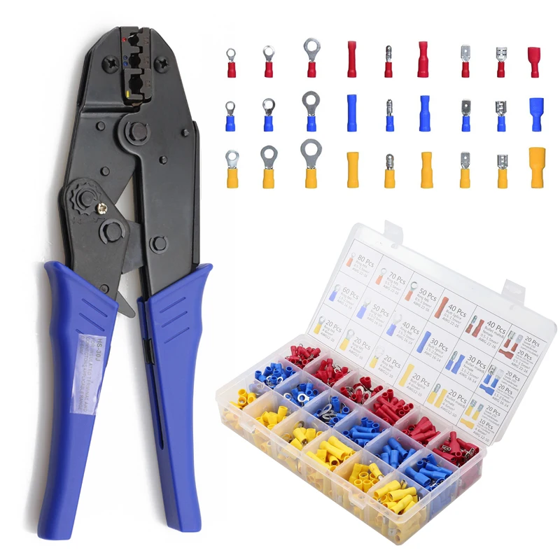 

Crimping Tools Pliers Set Multi Functional Electrical Crimping Pliers With 27 Types 700Pcs Wire Connectors Crimp Terminals