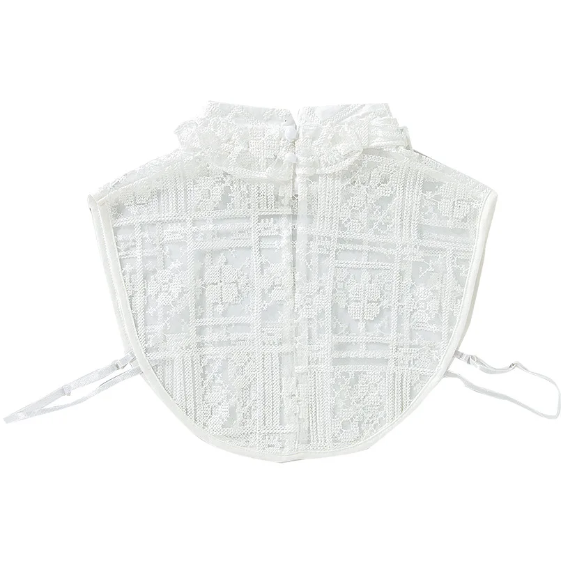 Linbaiway рубашка Поддельный Воротник галстук для женщин выдалбливают Кружева