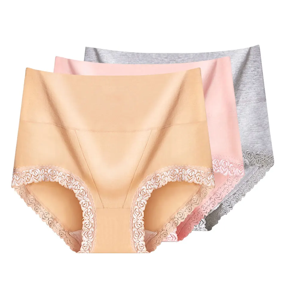 

Briefs Women Cotton High Waist Panties Sexy Lace Underwear Female Seamless Briefs Breathable Comfortable Lingerie For Ladies New